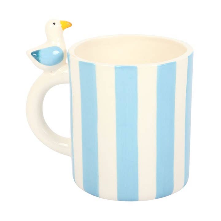 Striped Mug with Seagull