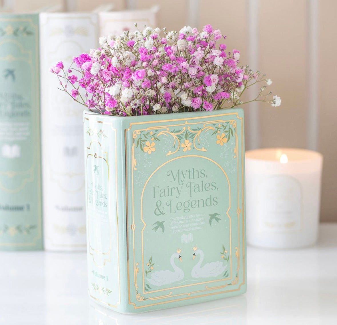 GREEN BOOK SHAPED VASE