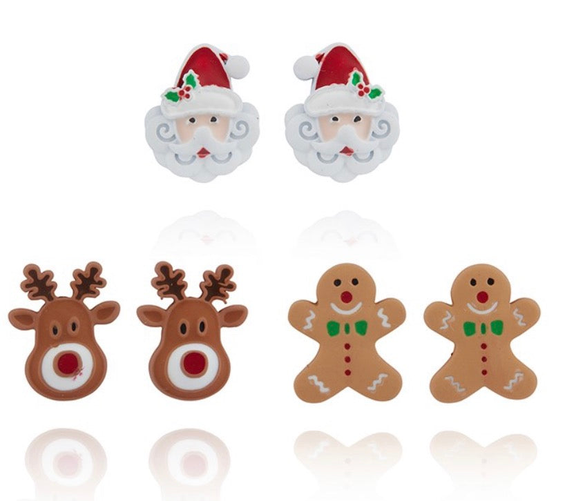 Girls Fun Xmas Silver Plated Earrings