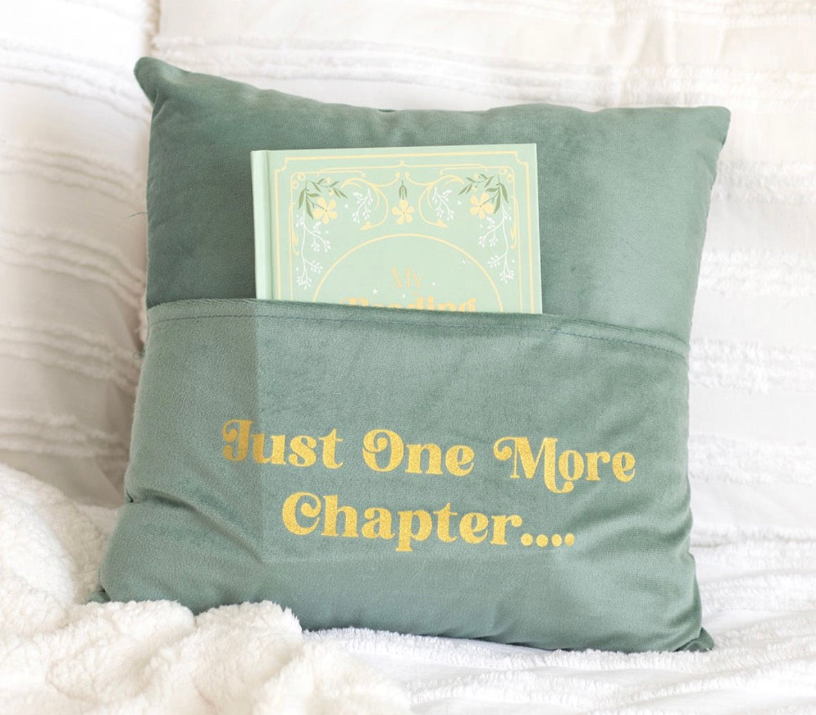 JUST ONE MORE CHAPTER CUSHION WITH BOOK POCKET