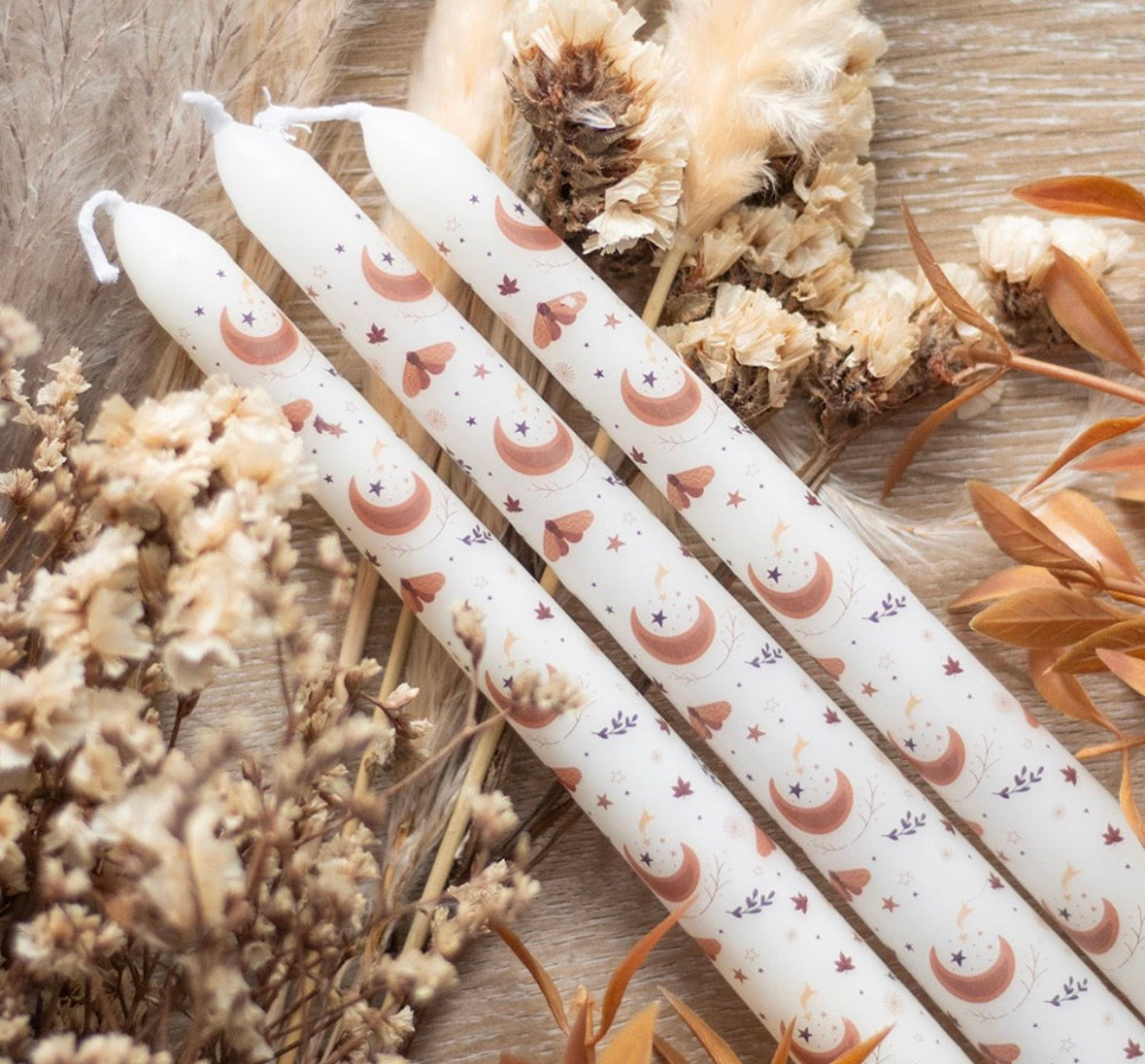 SET OF 3 HARVEST MOON TAPER CANDLES