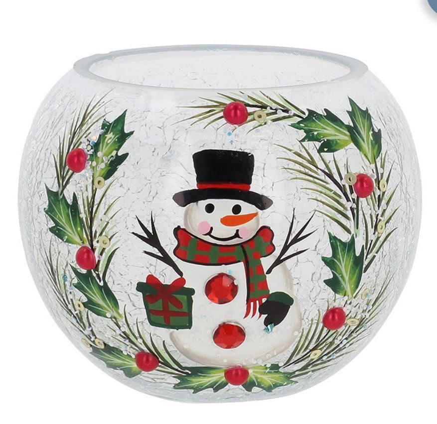 Xmas Crackle Snowman Ball Tealight Small