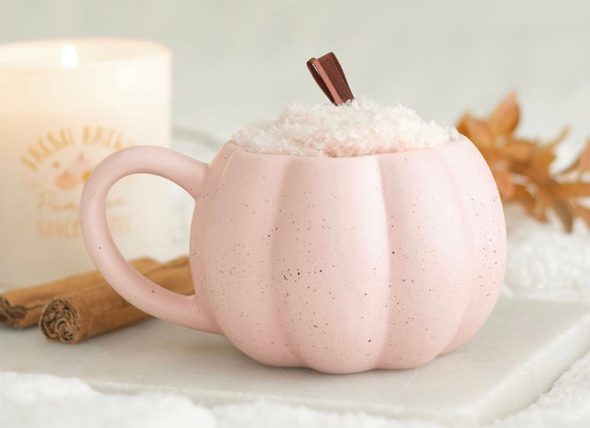PINK PUMPKIN MUG AND SOCKS SET