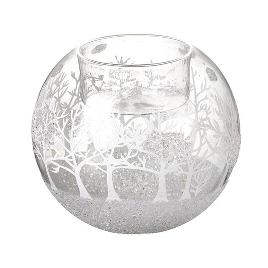 GLASS CHRISTMAS SCENE T-LIGHT HOLDER