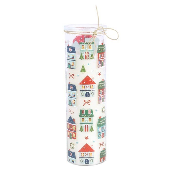 Christmas Street Print Gingerbread Cookie Tube Candle
