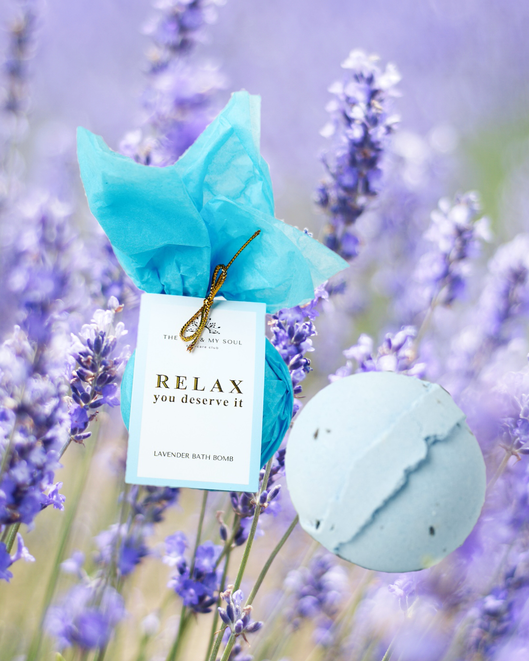 Relax Lavender Bath Bomb Gift - Calming Luxury Fizzy Soak