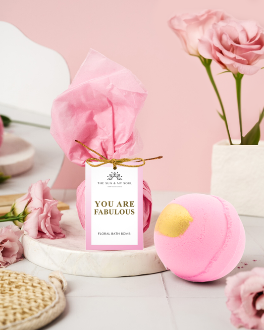 Pink Bath Bomb Gift You Are Fab - Floral Luxury Fizzy Soak