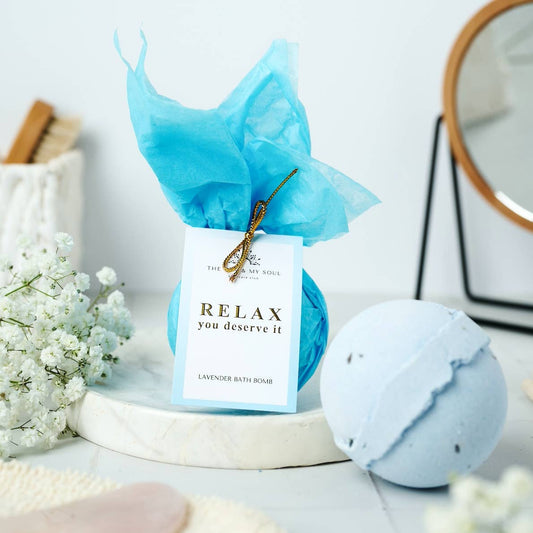 Relax Lavender Bath Bomb Gift - Calming Luxury Fizzy Soak