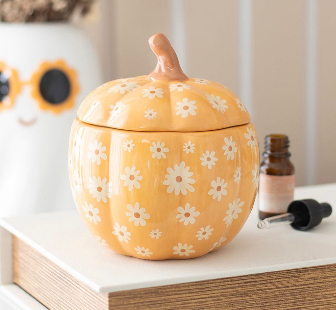 GROOVY FLORAL PUMPKIN OIL BURNER
