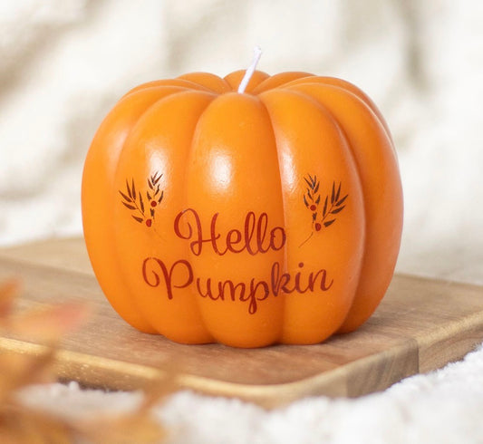 HELLO PUMPKIN SHAPED CANDLE