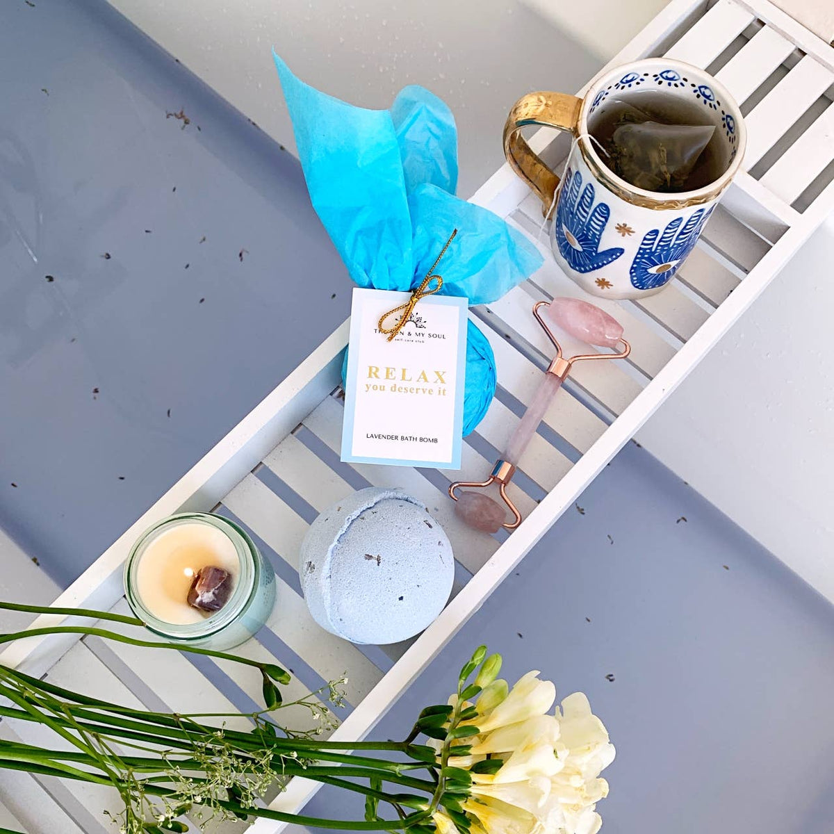 Relax Lavender Bath Bomb Gift - Calming Luxury Fizzy Soak