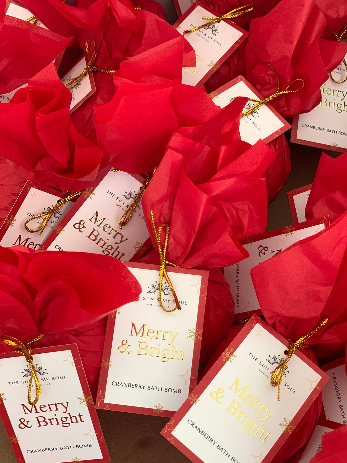 Christmas Cranberry Merry & Bright Bath Bomb - Holiday Gift