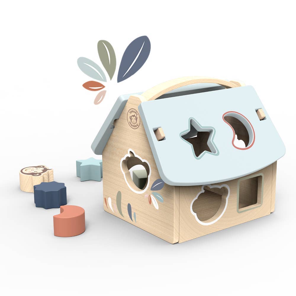 Speedy Monkey House Wooden Shape Sorter with 8 Blocks