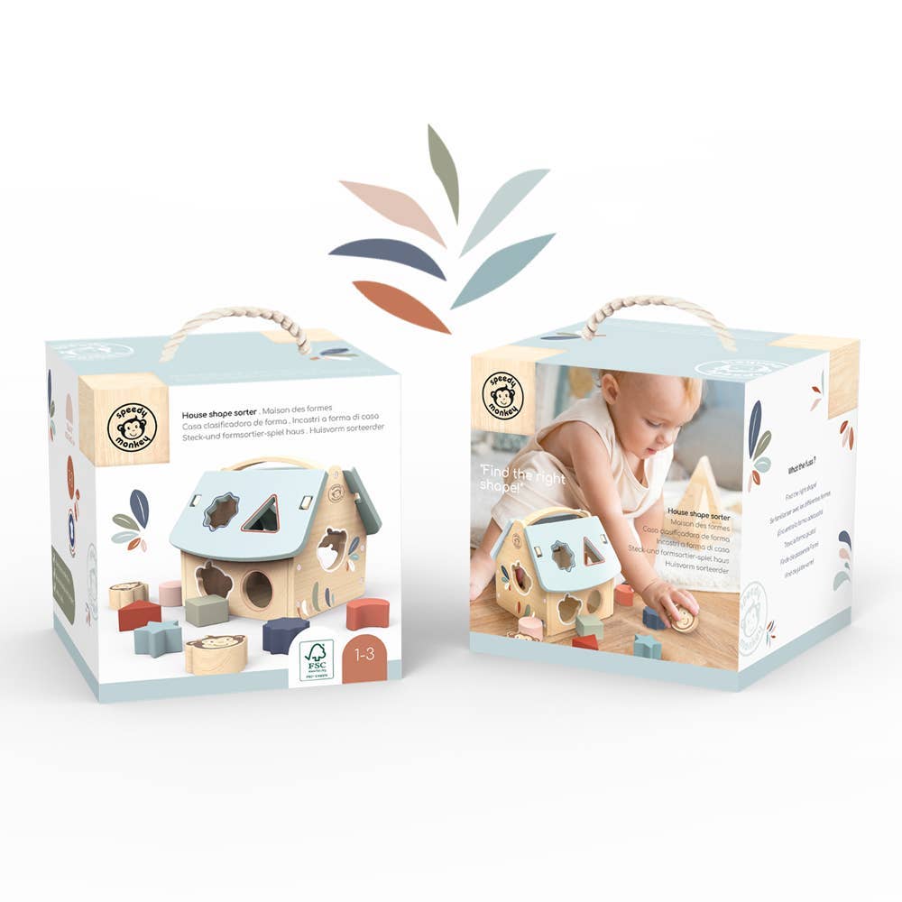 Speedy Monkey House Wooden Shape Sorter with 8 Blocks