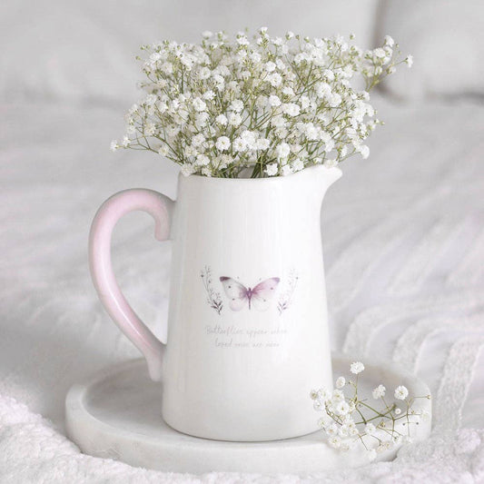 White Butterfly Ceramic Flower Vase Jug