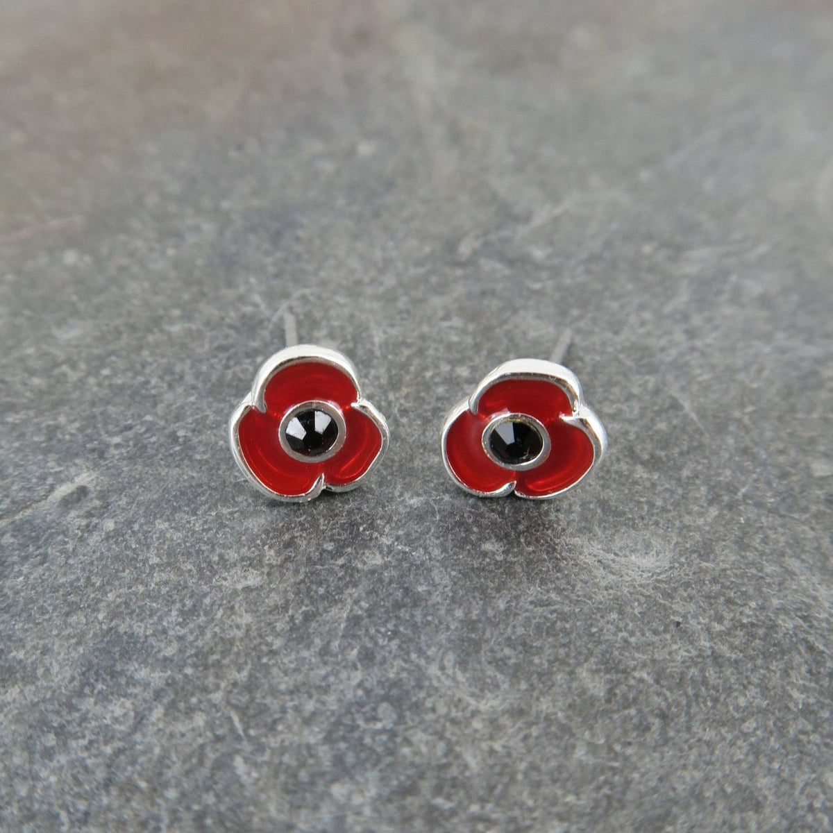 Poppy Red Flower Mini Stud Earring