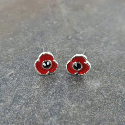 Poppy Red Flower Mini Stud Earring