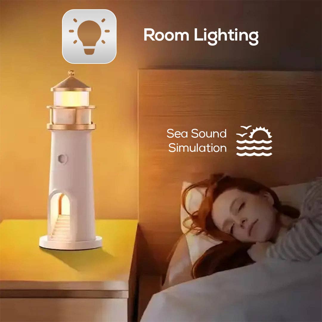 Lighthouse Projector Night Lamp – Bluetooth Music, Moon Projection & Ocean Sound Simulation