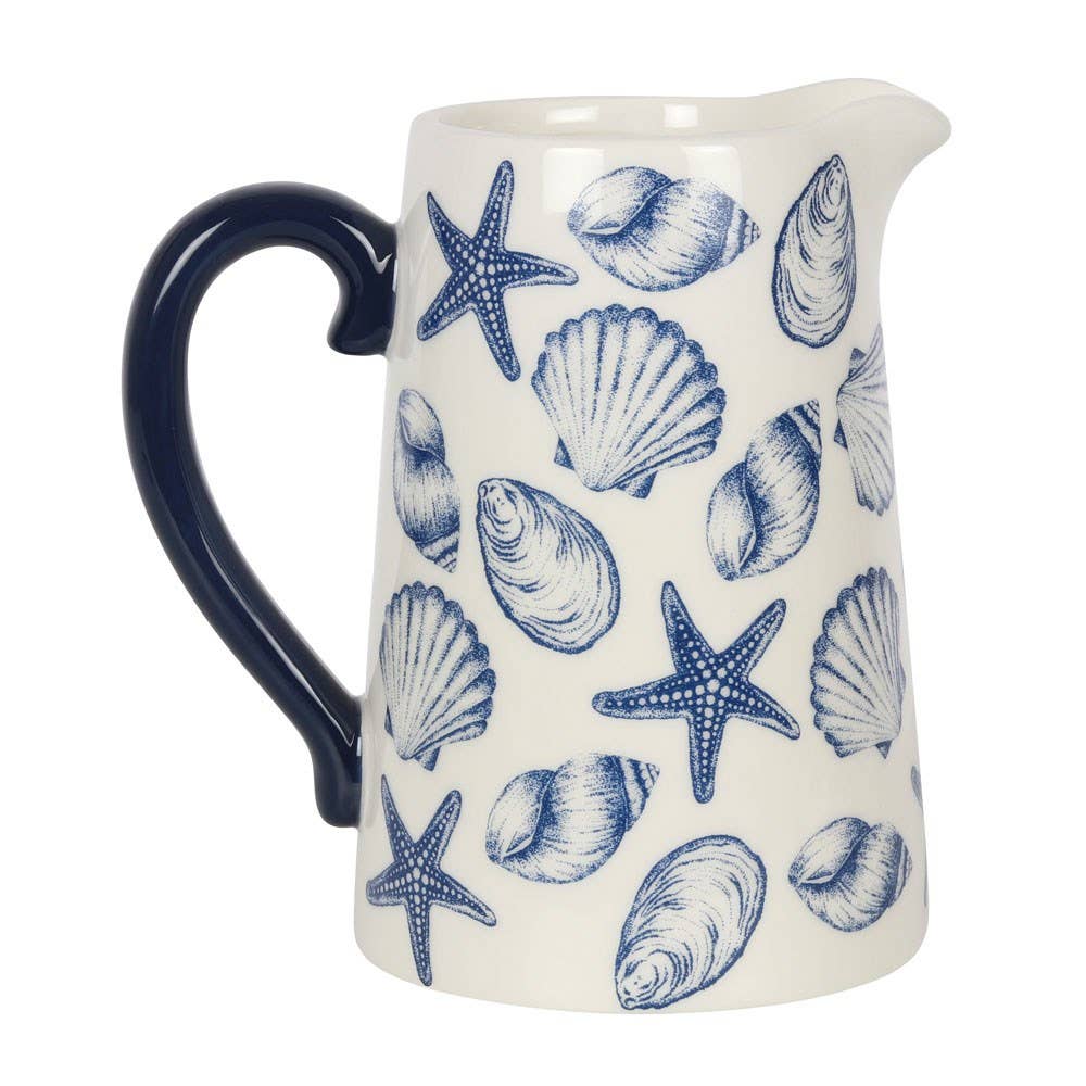Nautical Seashell Ceramic Summer Flower Vase Jug