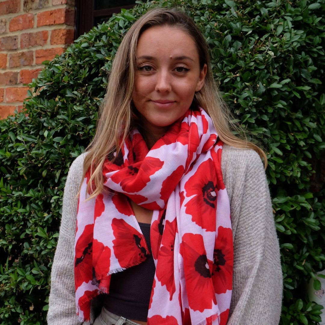 Poppy Red Flower Mid Weight Scarf