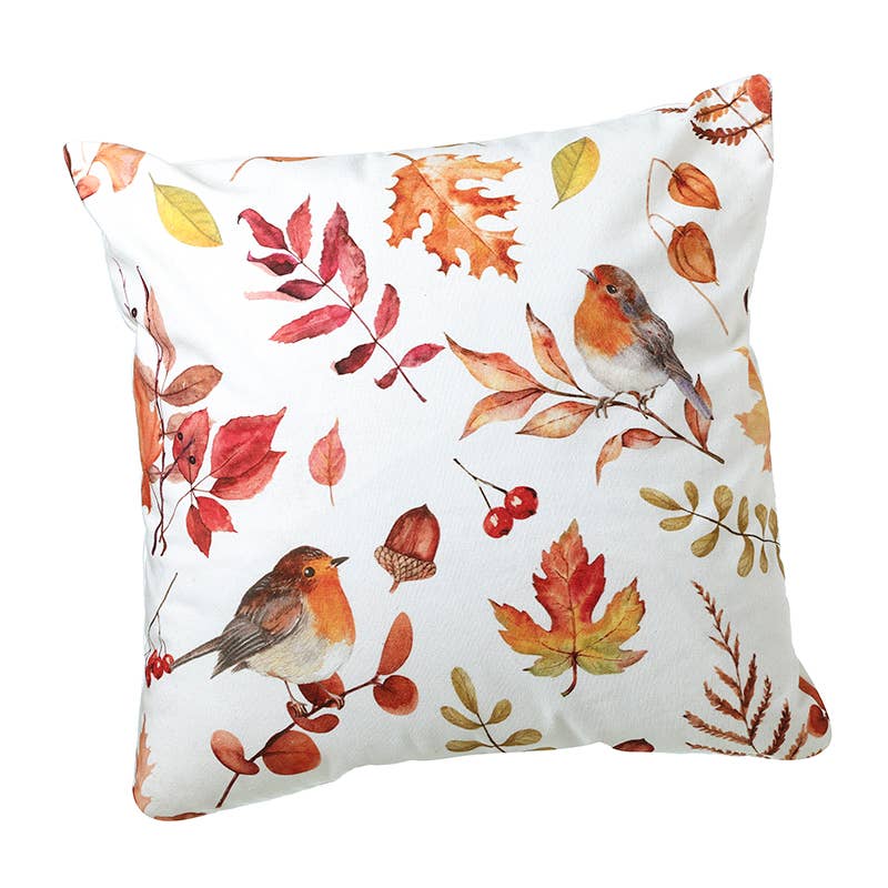 ROBINS & LEAVES AUTUMNAL CUSHION