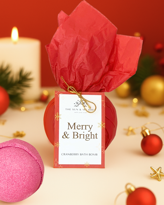 Christmas Cranberry Merry & Bright Bath Bomb - Holiday Gift