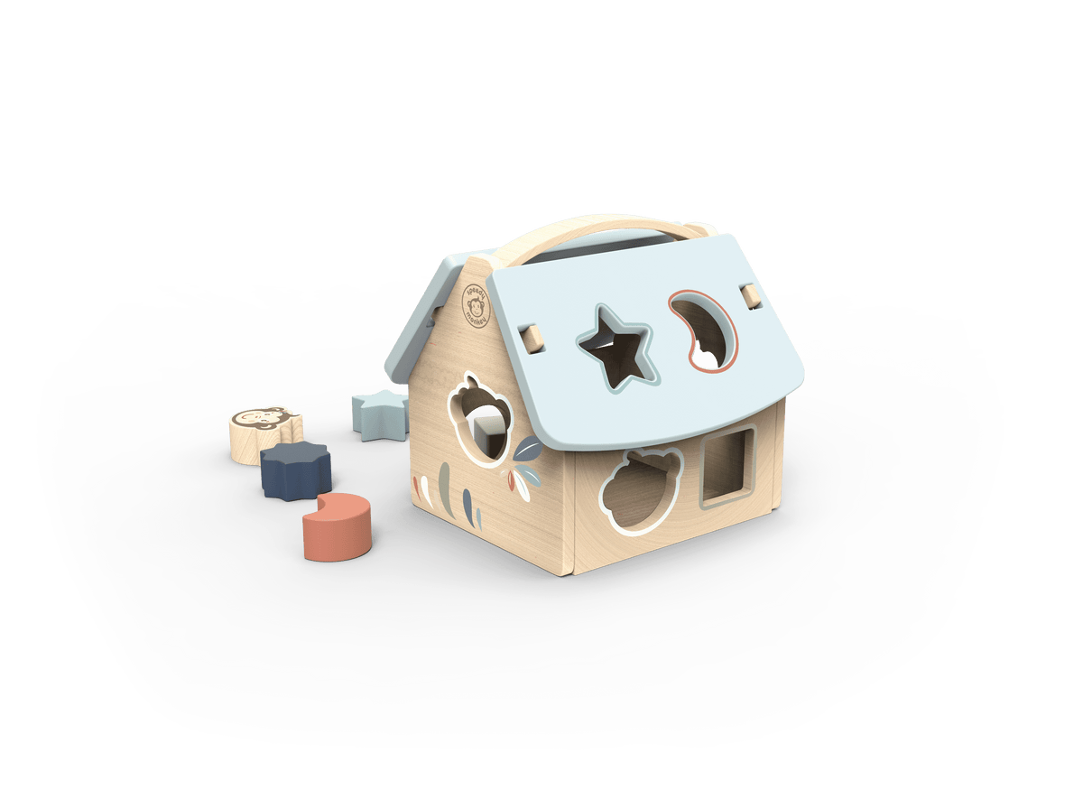Speedy Monkey House Wooden Shape Sorter with 8 Blocks