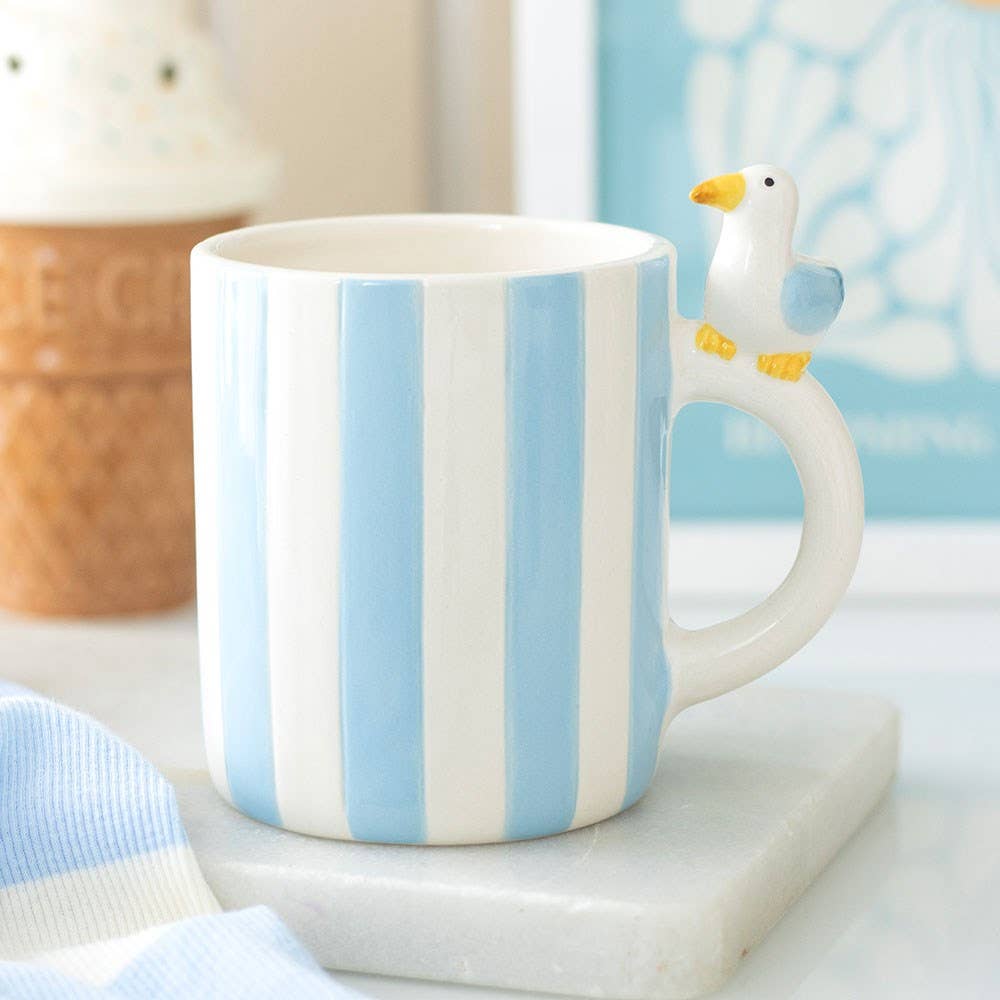 Striped Mug with Seagull