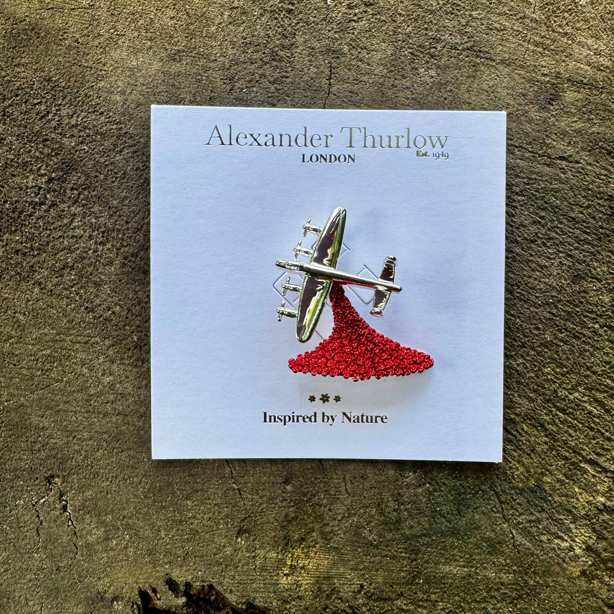 Lancaster Bomber 'Red Poppy Drop' Brooch, Silver Plated
