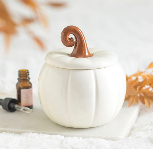 WHITE CURLY PUMPKIN OIL BURNER