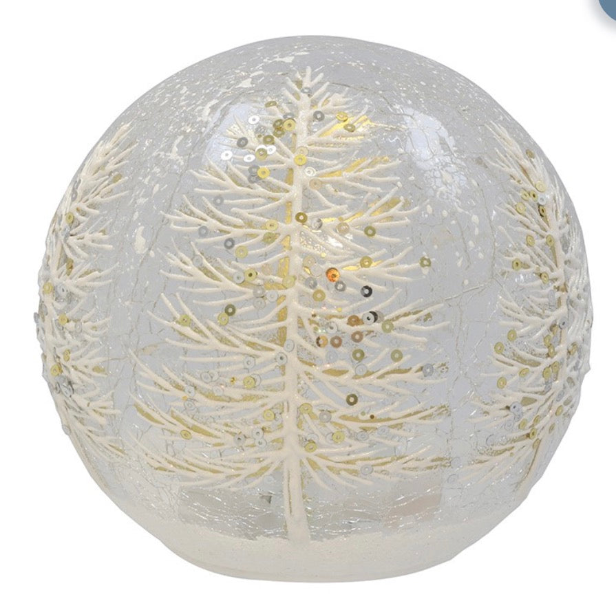 Xmas Crackle LED Ball White Tree Large