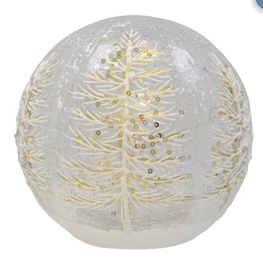 Xmas Crackle LED Ball White Tree Large