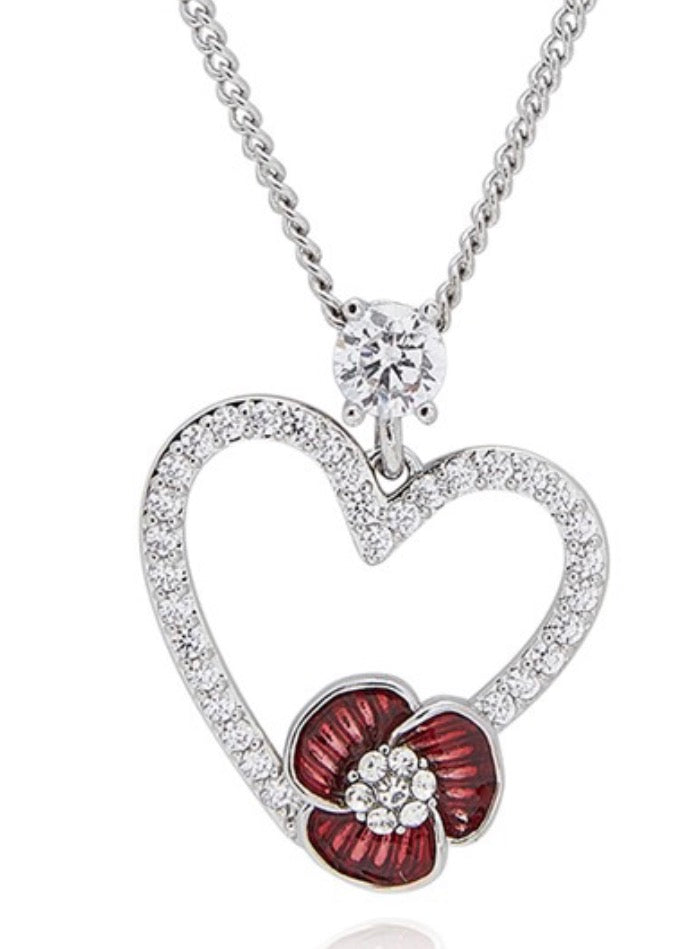 Poppy Sparkle Heart Necklace
