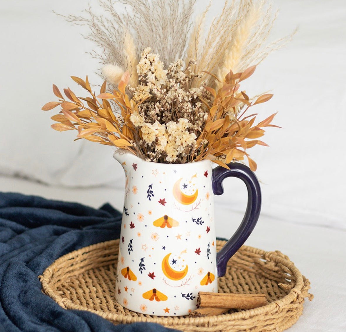 AUTUMN MAGIC HARVEST MOON PRINT CERAMIC FLOWER JUG