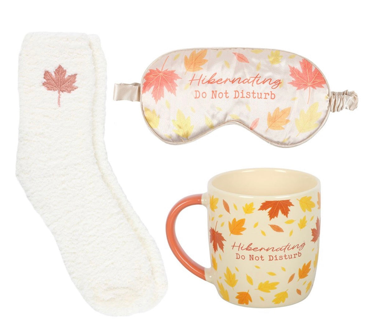 AUTUMN HIBERNATION KIT WITH MUG, SOCKS AND EYE MASK