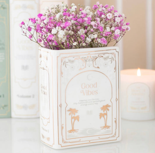 WHITE BOOK SHAPED VASE