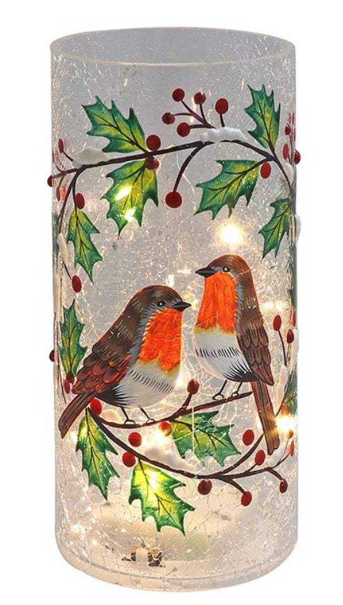 Xmas Crackle Holly Wreath Robin LED Tube