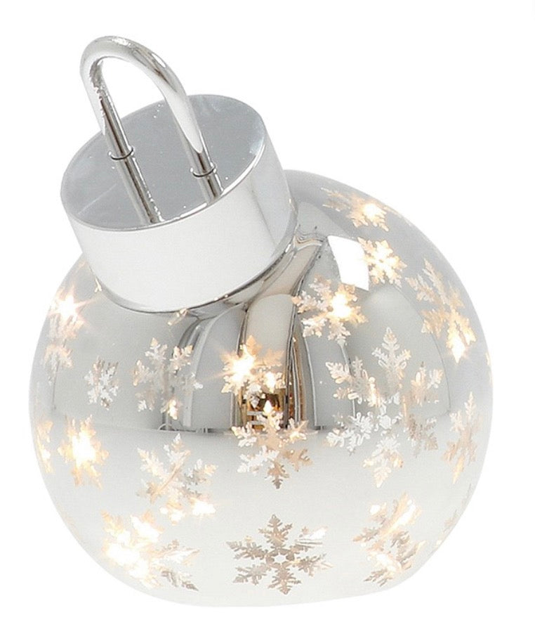 Bright Xmas LED Bauble Silver Small