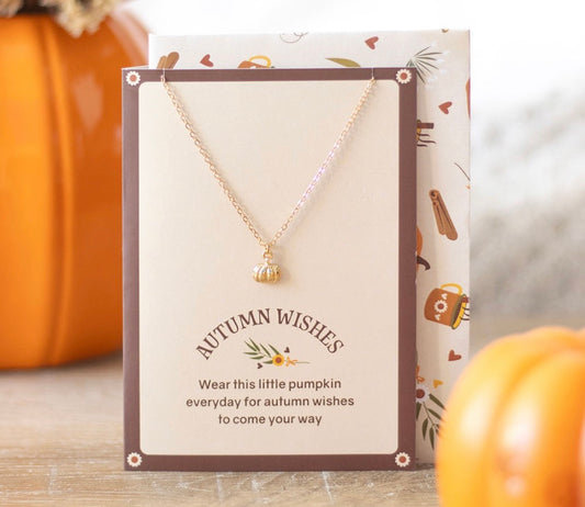 PUMPKIN NECKLACE ON GREETING CARD