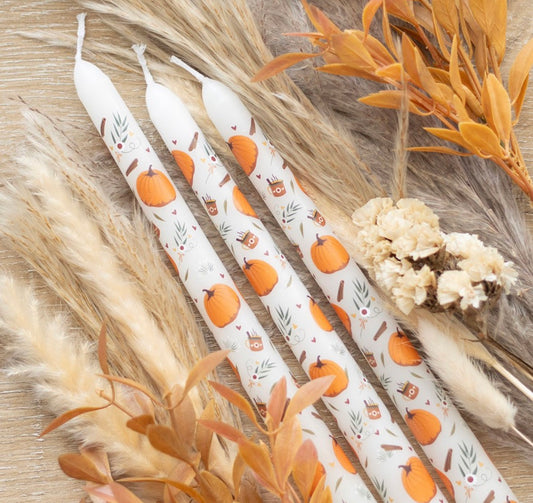SET OF 3 PUMPKIN TAPER CANDLES