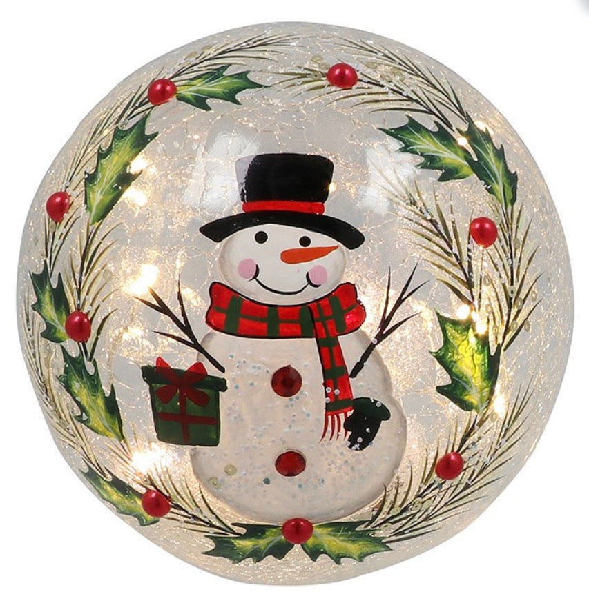 Xmas Crackle Snowman LED Ball Large