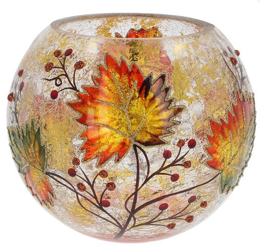 Crackle Autumn Leaves Ball Tealight Large