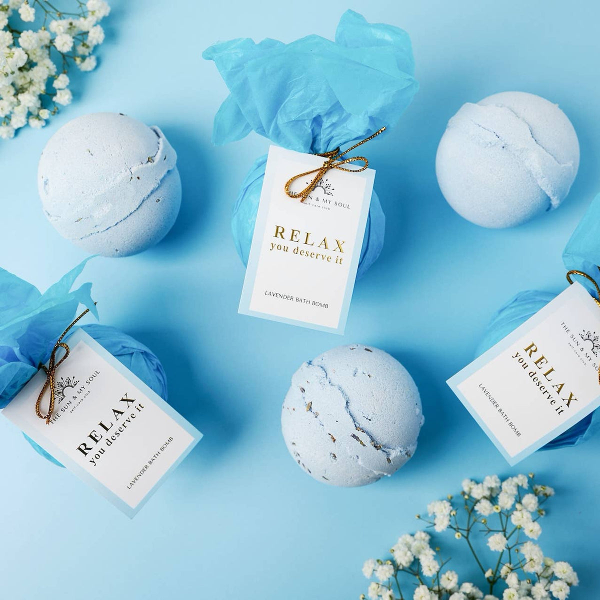 Relax Lavender Bath Bomb Gift - Calming Luxury Fizzy Soak