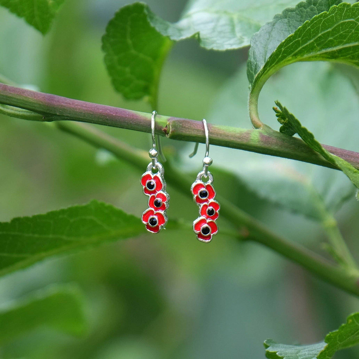Red Poppy Drop Earrings
