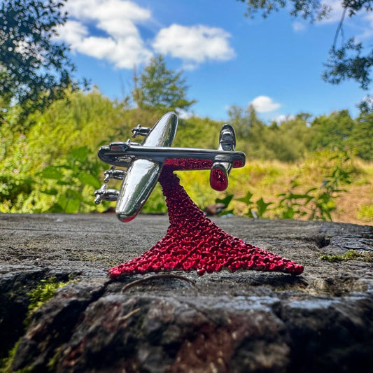 Lancaster Bomber 'Red Poppy Drop' Brooch, Silver Plated