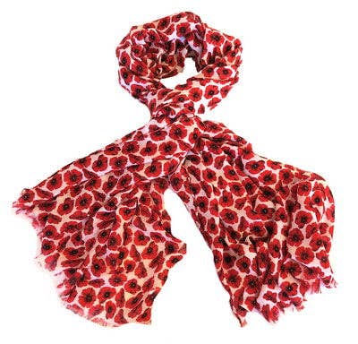 Small Poppies Scarf White