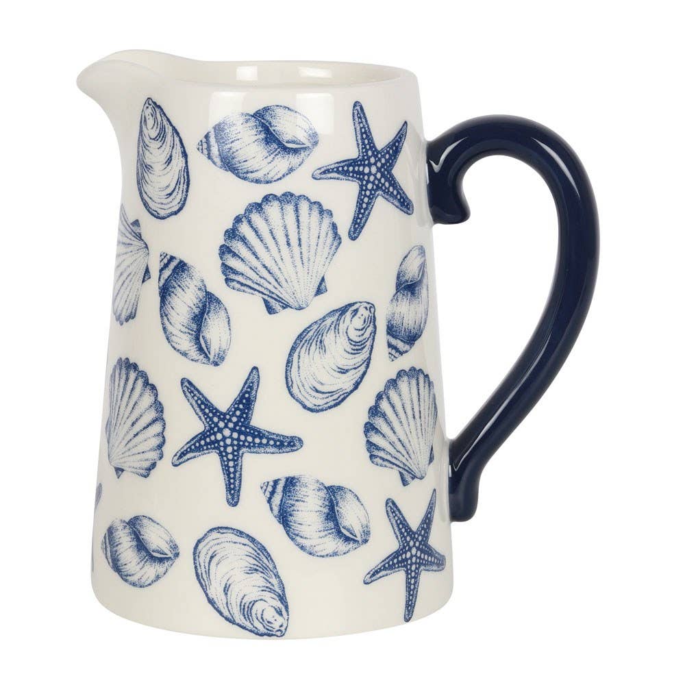 Nautical Seashell Ceramic Summer Flower Vase Jug