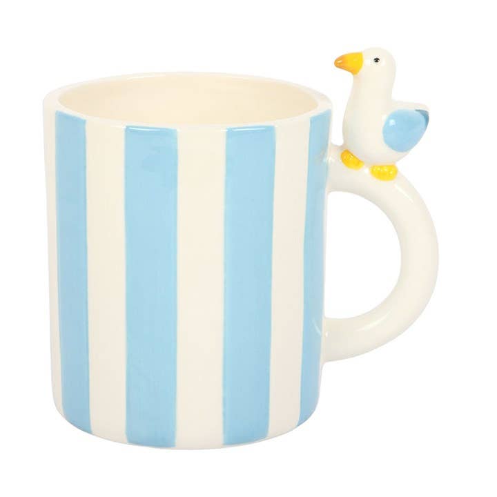 Striped Mug with Seagull
