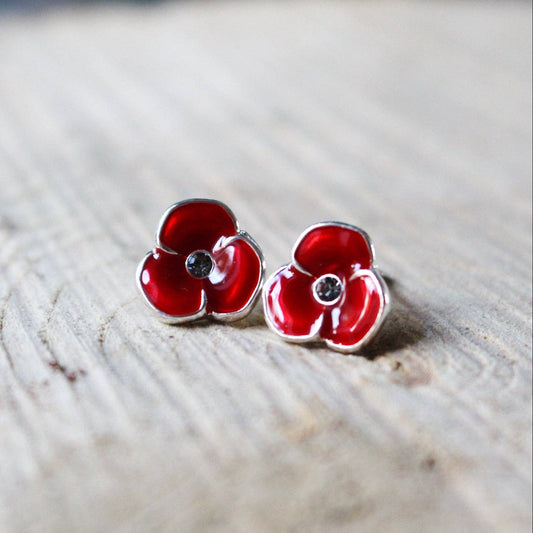 Poppy Red Stud Earring